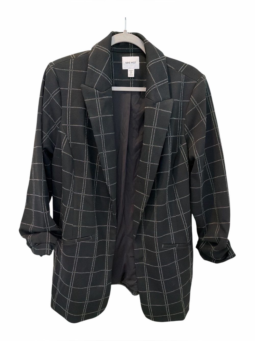 NINE WEST Black & White Plaid Blazer size 0X